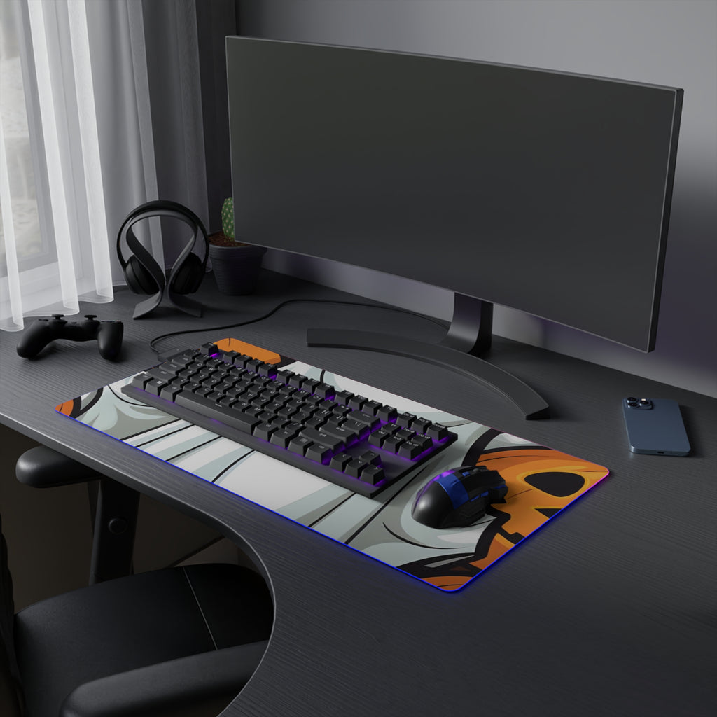 LED Gaming Mouse Pad with "Spooky Skeleton Pumpkins" Design for Halloween, view 15