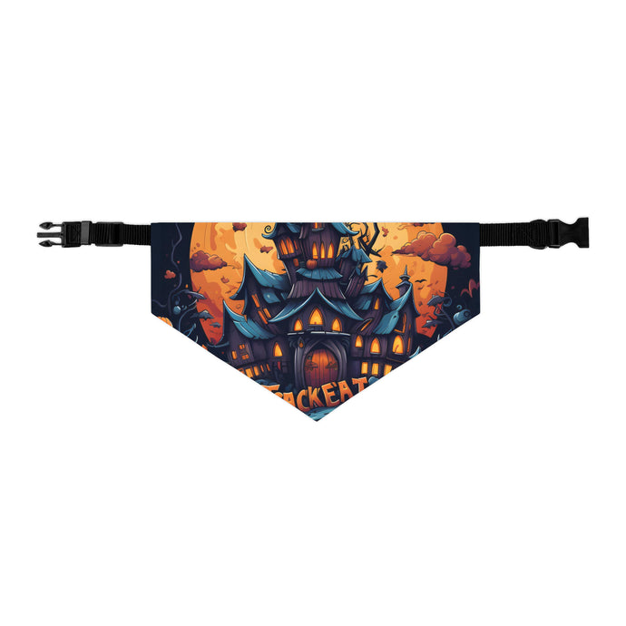DistinctInk Adjustable Pet Banana Collar with Spooky Sweet Treats Design for Halloween