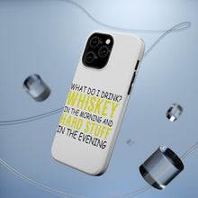 DistinctInk ToughCase for Apple iPhone, Compatible with MagSafe Charging - Whiskey in the Morning, Hard Stuff Evening