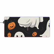 DistinctInk LED Gaming Mouse Pad with Ghost Skeleton Pumpkin Cartoon Design for Halloween