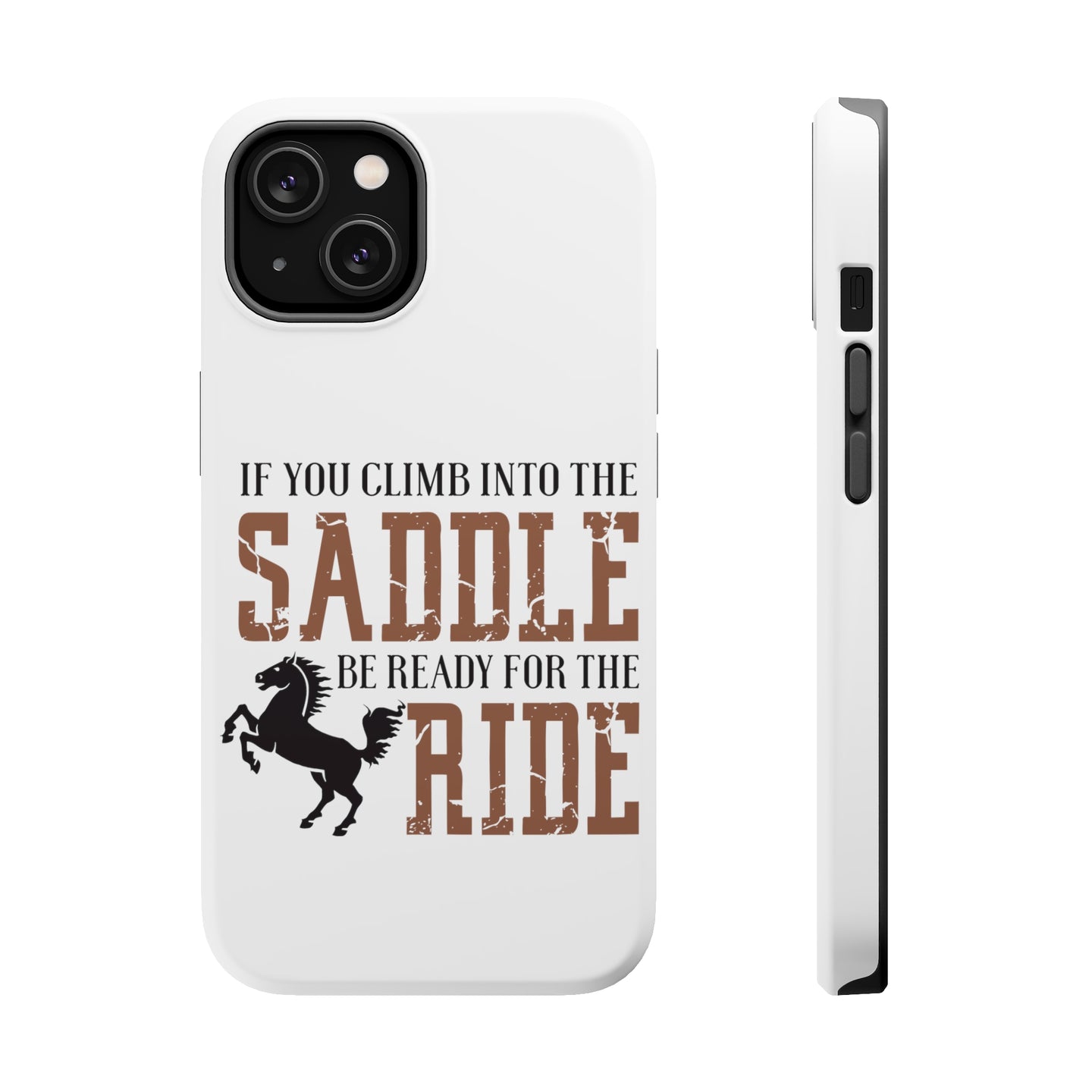 DistinctInk ToughCase for Apple iPhone, Compatible with MagSafe Charging - Climb into the Saddle, Ready for a Ride