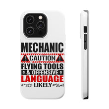 DistinctInk ToughCase for Apple iPhone, Compatible with MagSafe Charging - Mechanic Flying Tools & Offensive Language