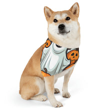 DistinctInk Adjustable Pet Banana Collar with "Spooky Skeleton Pumpkins" Design for Halloween