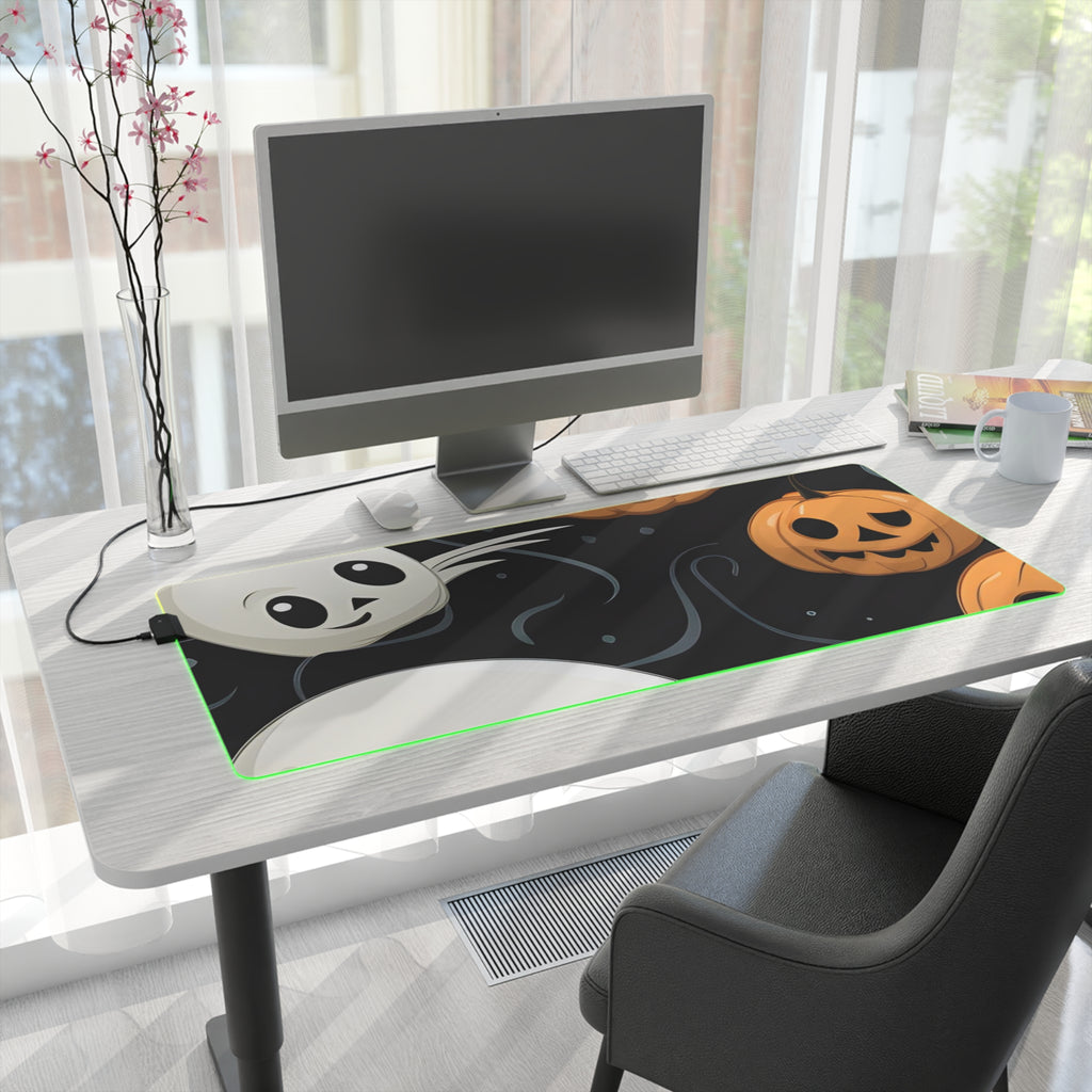 LED Gaming Mouse Pad with Ghost Skeleton Pumpkin Pattern Design for Halloween, view 28