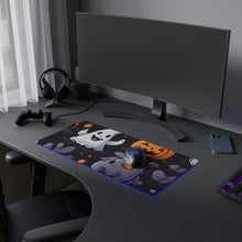 DistinctInk LED Gaming Mouse Pad with Spooky Bat-o-lanterns Design for Halloween