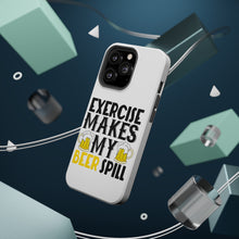 DistinctInk ToughCase for Apple iPhone, Compatible with MagSafe Charging - Exercise Makes My Beer Spill