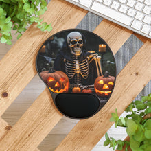 DistinctInk Mouse Pad with Wrist Rest  with Skellington's Spooky Soiree Design for Halloween