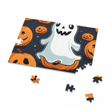 DistinctInk Jigsaw Puzzle with Ghost Skeleton Spooky Pumpkins Design for Halloween