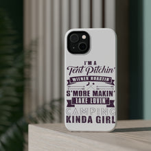 DistinctInk ToughCase for Apple iPhone, Compatible with MagSafe Charging - Tent Pitchin Weiner Roastin S'More Camping Girl