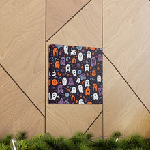 DistinctInk Canvas Wall Art with Skeletal Ghostly Pumpkins for Halloween