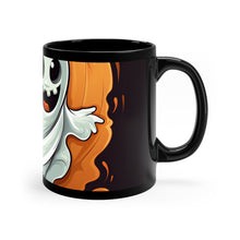 DistinctInk Black Coffee Mug - Silly Specter Sprites for Halloween