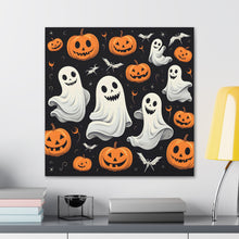 DistinctInk Canvas Wall Art with Spooky Skeleton Pumpkin Patch for Halloween