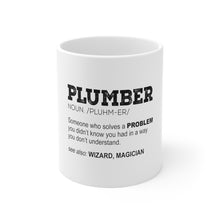DistinctInk Glossy White Coffee / Tea Mug - Plumber Definition - Solves A Problem
