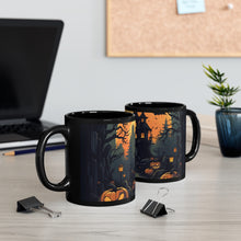 DistinctInk Black Coffee Mug - Spooky Trick or Treating for Halloween
