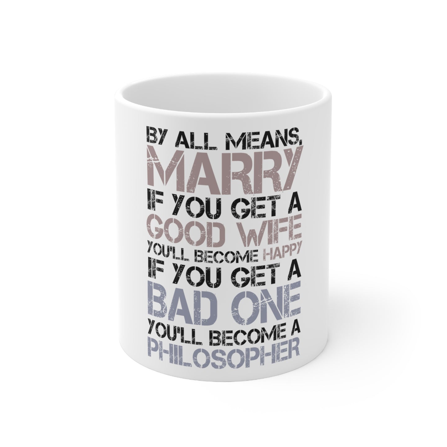 DistinctInk Glossy White Coffee / Tea Mug - Marry - Good Wife Become Happy