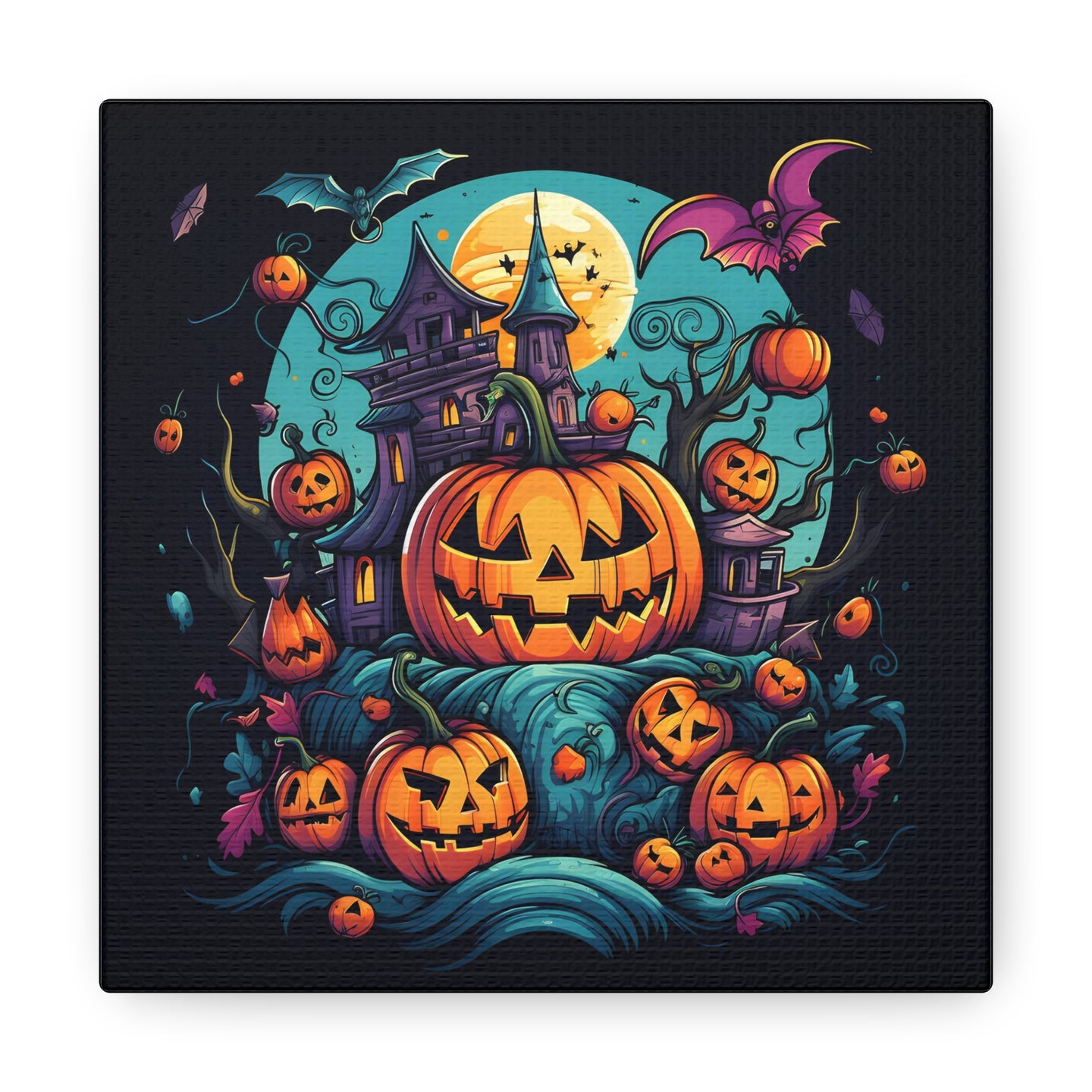 DistinctInk Canvas Wall Art with Trick or Treat Parade for Halloween