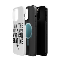 DistinctInk ToughCase for Apple iPhone, Compatible with MagSafe Charging - I Am The Only Player Who Can Beat Me Tennis