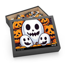 DistinctInk Jigsaw Puzzle with Skele-Pumpkin Ghost Pattern Design for Halloween