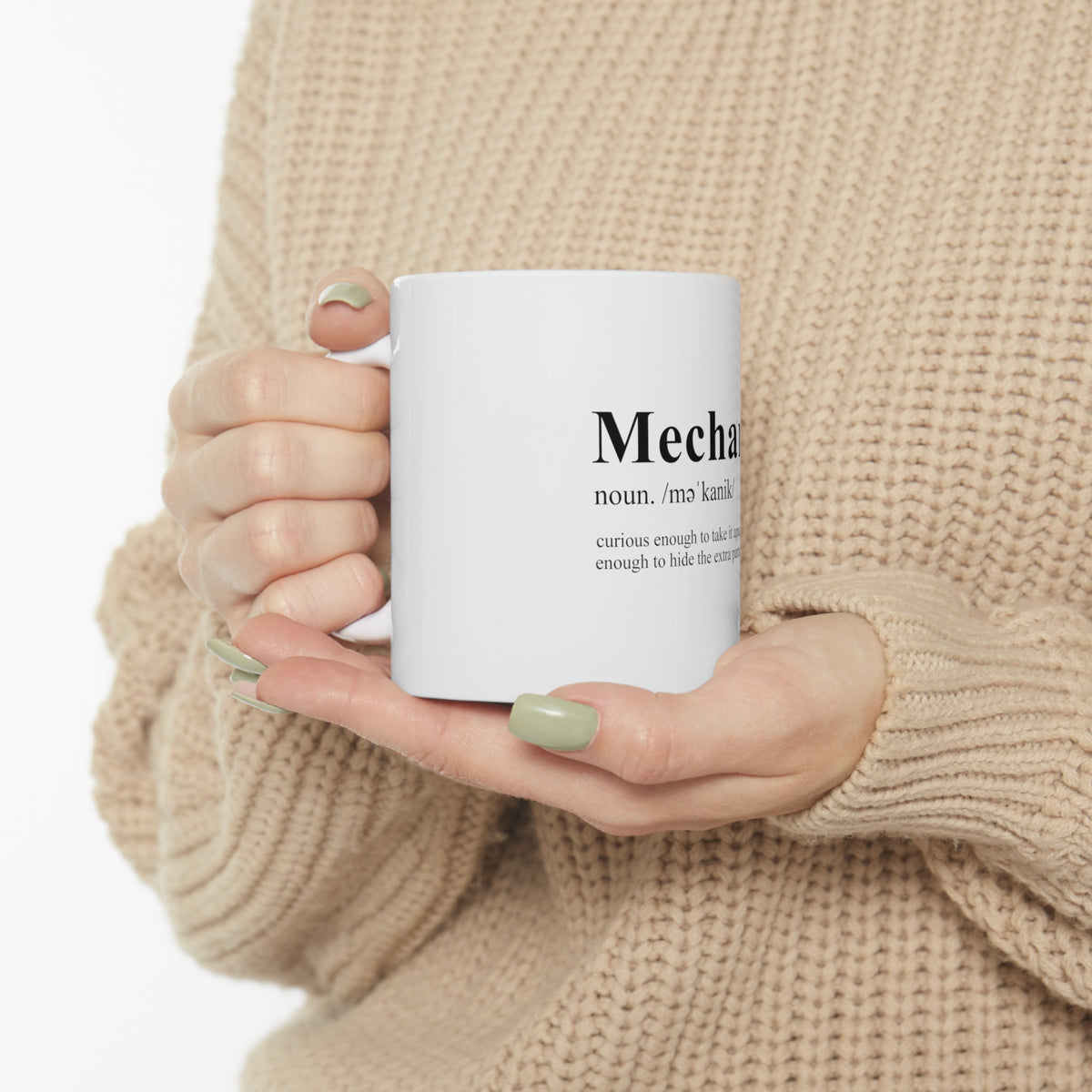 Glossy White Coffee / Tea Mug - Mechanic Definition Hide the Extra Parts, view 10