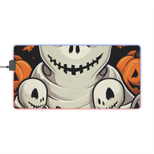 DistinctInk LED Gaming Mouse Pad with Ghost Skeleton Pumpkin Pattern Design for Halloween