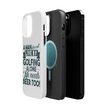 DistinctInk ToughCase for Apple iPhone, Compatible with MagSafe Charging - Live By Golfing Alone Need Beer Too