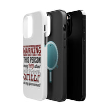 DistinctInk ToughCase for Apple iPhone, Compatible with MagSafe Charging - WARNING This Person May Talk About Sheep