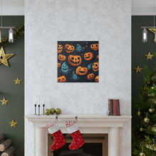 DistinctInk Canvas Wall Art with Nightly Fright of Bats and Ghouls for Halloween