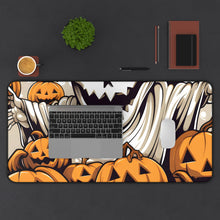 DistinctInk Desk Mat with Ghostly Skeleton and Pumpkins Design for Halloween