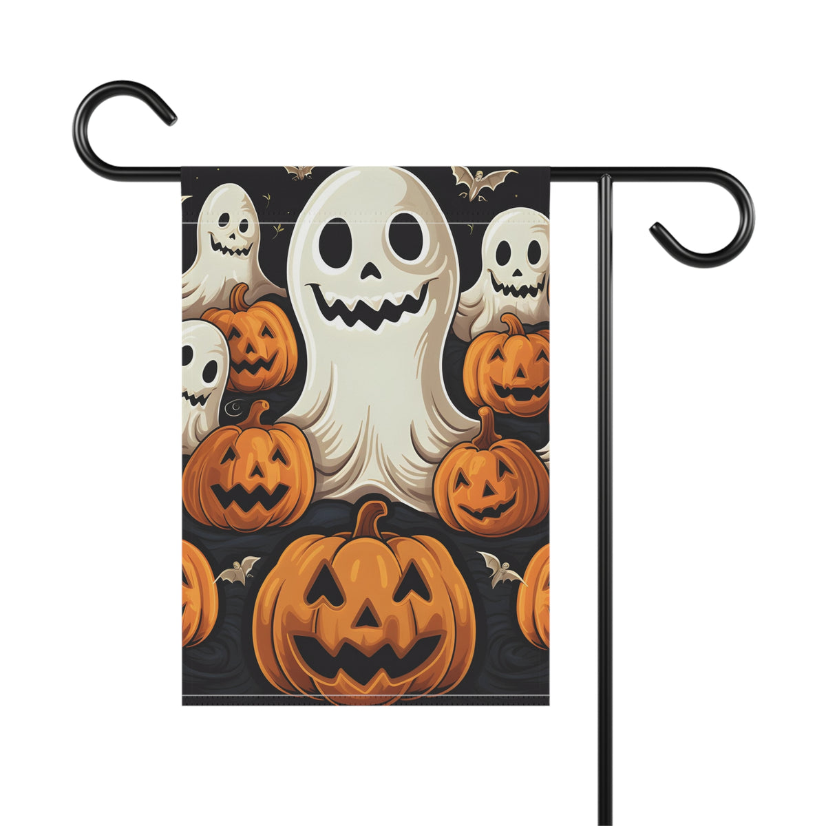 Garden & House Banner / Flag with Haunted Skeleton Jack-O-Lantern Design for Halloween, view 3
