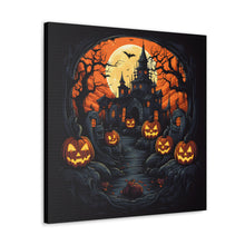 DistinctInk Canvas Wall Art with Darkness Falls on Halloween for Halloween