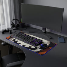 DistinctInk LED Gaming Mouse Pad with Spooky Skeleton Pumpkin Patch Design for Halloween