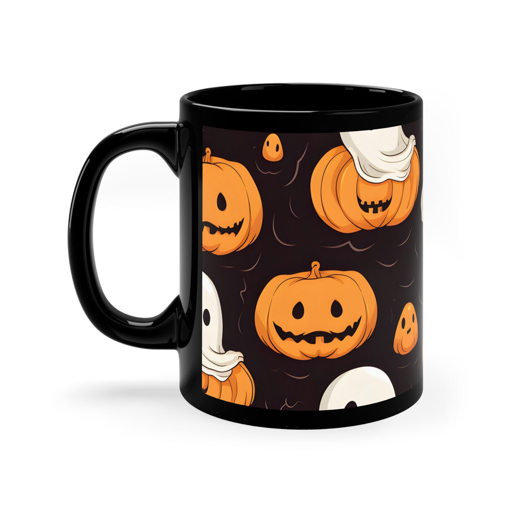 Black Coffee Mug - Haunted Skeleton Pumpkin Patch for Halloween, view 2