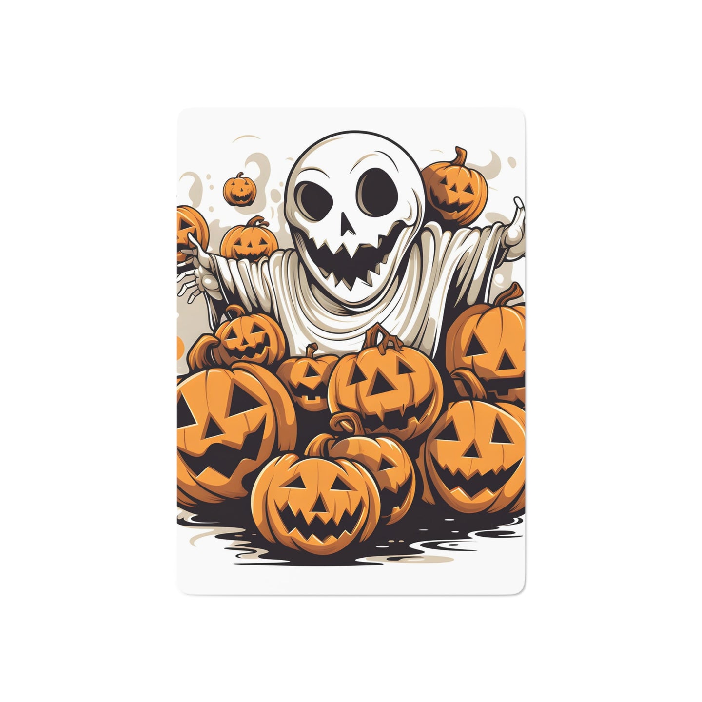 DistinctInk Playing / Poker Cards with Ghostly Skeleton and Pumpkins Design for Halloween
