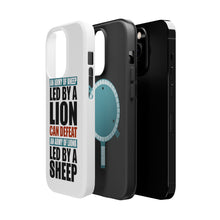 DistinctInk ToughCase for Apple iPhone, Compatible with MagSafe Charging - Sheep Led By Lion Defeat Lions Led By Sheep