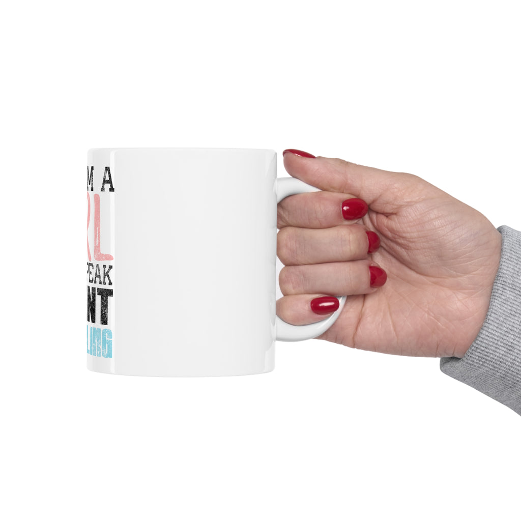 Glossy White Coffee / Tea Mug - Yes I'm a Girl Yes I Speak Fluent Wrestling, view 12
