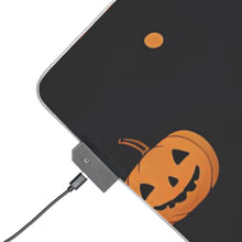 DistinctInk LED Gaming Mouse Pad with Spooky Skeleton Pumpkin Patch Design for Halloween