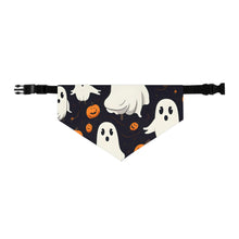 DistinctInk Adjustable Pet Banana Collar with Ghost Skeleton Pumpkin Cartoon Design for Halloween