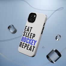DistinctInk ToughCase for Apple iPhone, Compatible with MagSafe Charging - Eat Sleep Hockey Repeat