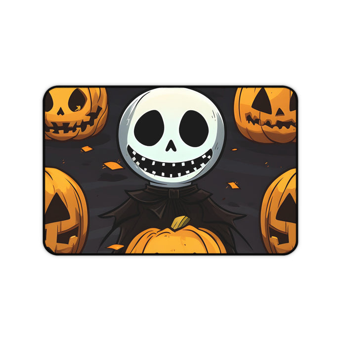 DistinctInk Desk Mat with Ghastly Skeleton Pumpkins Design for Halloween