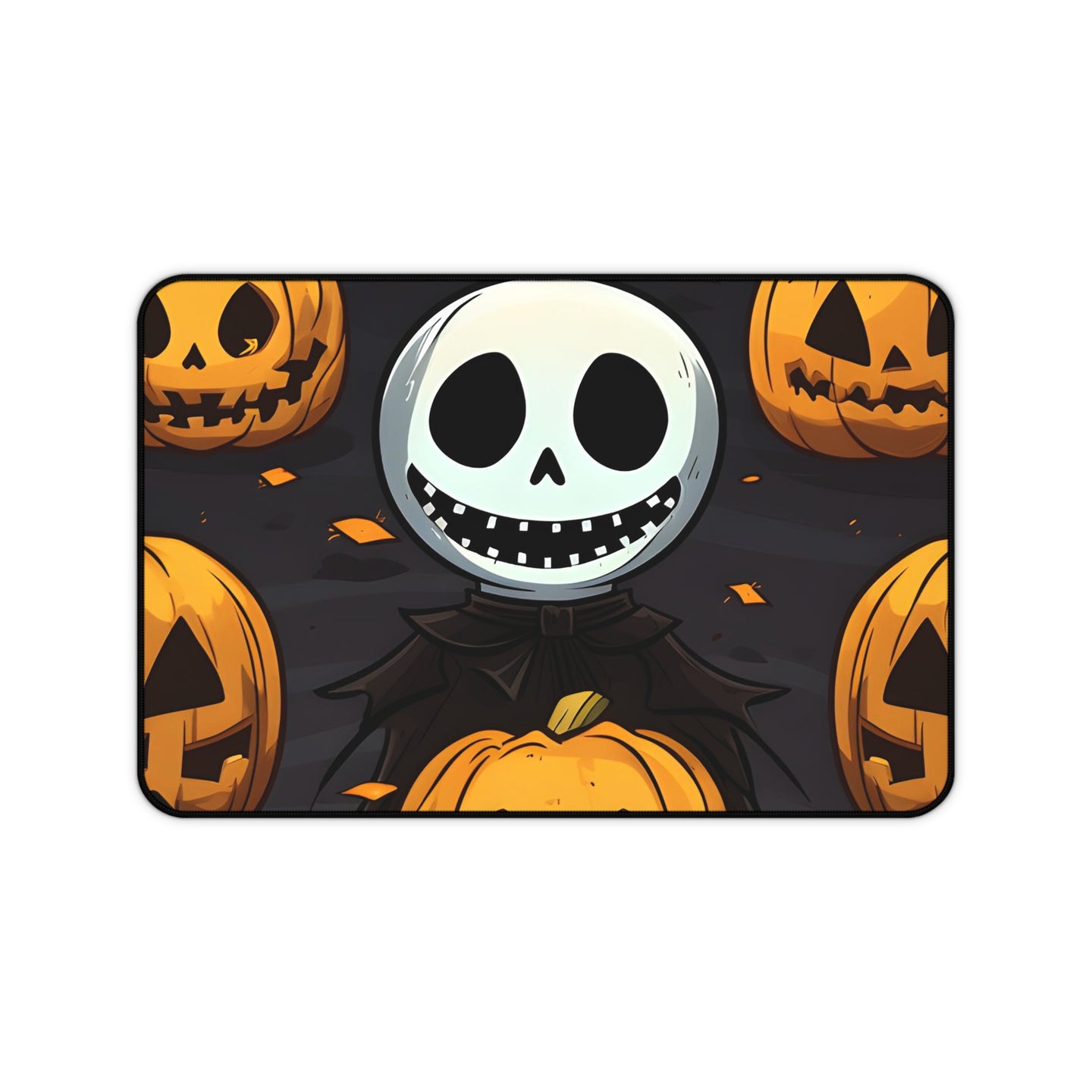 DistinctInk Desk Mat with Ghastly Skeleton Pumpkins Design for Halloween
