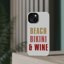 DistinctInk ToughCase for Apple iPhone, Compatible with MagSafe Charging - Beach Bikini & Wine