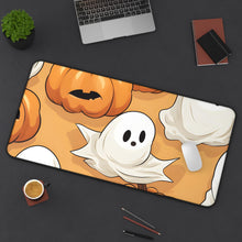 DistinctInk Desk Mat with Ghostly Skeleton Pumpkin Patch Design for Halloween
