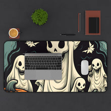 DistinctInk Desk Mat with Spooky Skeleton Pumpkins Design for Halloween