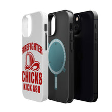 DistinctInk ToughCase for Apple iPhone, Compatible with MagSafe Charging - Firefighter Chicks Kick ASH