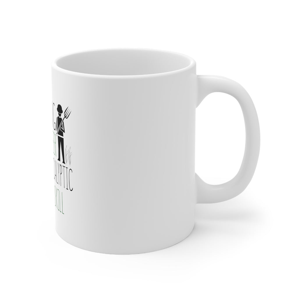 Glossy White Coffee / Tea Mug - Farming is Not a Career Post Apocalyptic Skill, view 3