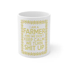 DistinctInk Glossy White Coffee / Tea Mug - I'm a Farmer and We Don't Keep Calm