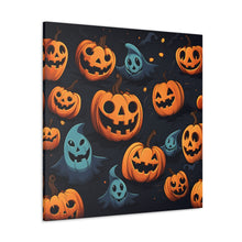 DistinctInk Canvas Wall Art with Nightly Fright of Bats and Ghouls for Halloween