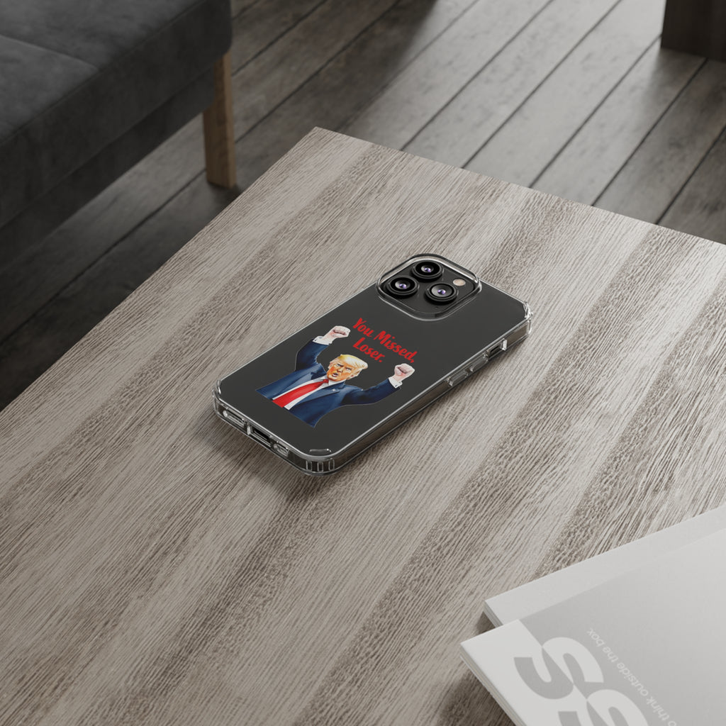 Clear Case for Apple iPhone or Samsung Galaxy - Trump "You Missed, Loser" Cartoon Design, view 30