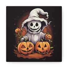 DistinctInk Canvas Wall Art with Trick or Treat Ghost-O-Lantern for Halloween