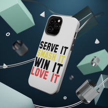 DistinctInk ToughCase for Apple iPhone, Compatible with MagSafe Charging - Serve It Smash It Win It Love It Tennis